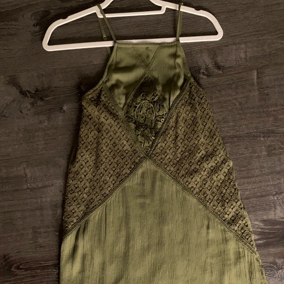 XHILARATION OLIVE GREEN HALTER DRESS - Picture 1 of 6